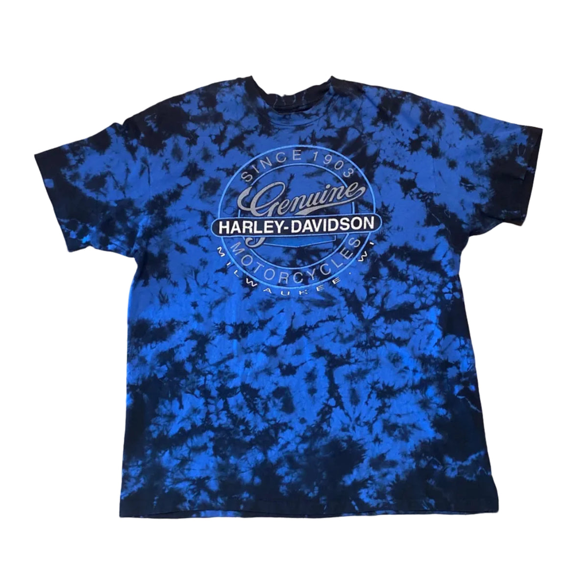 Harley Davidson Traverse City, Milwaukee Blue Vintage Single Stitch Tie Dye Shirt XLarge