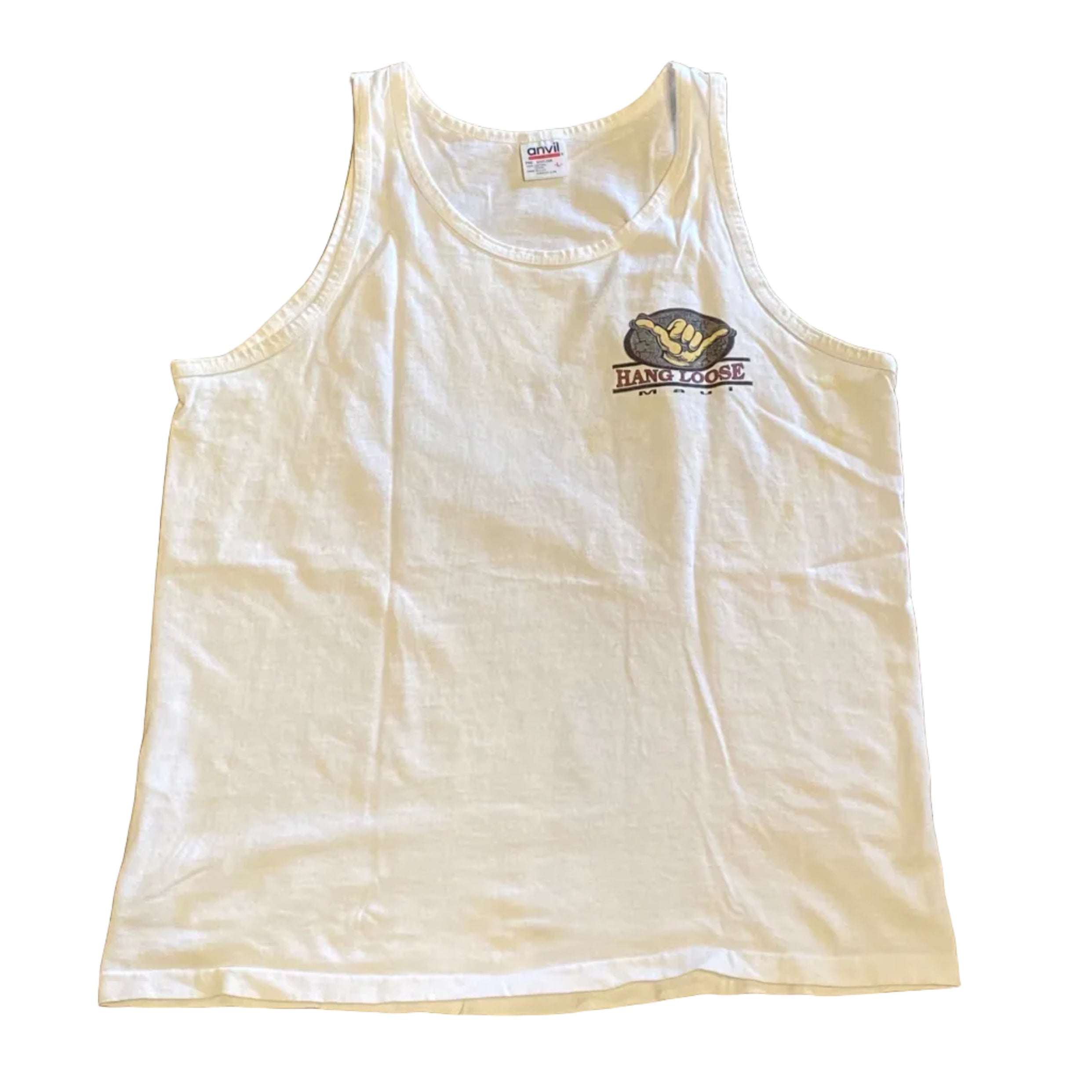 Anvil Hang Loose Maui White Vintage Made in USA Tank Shirt
