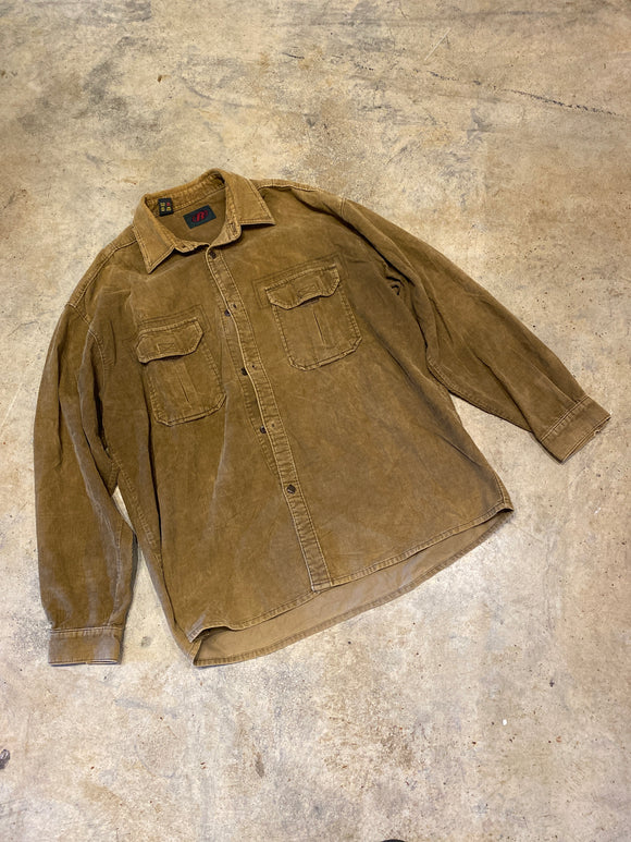 R2 Tan Corduroy Button Up Long Sleeve Shirt