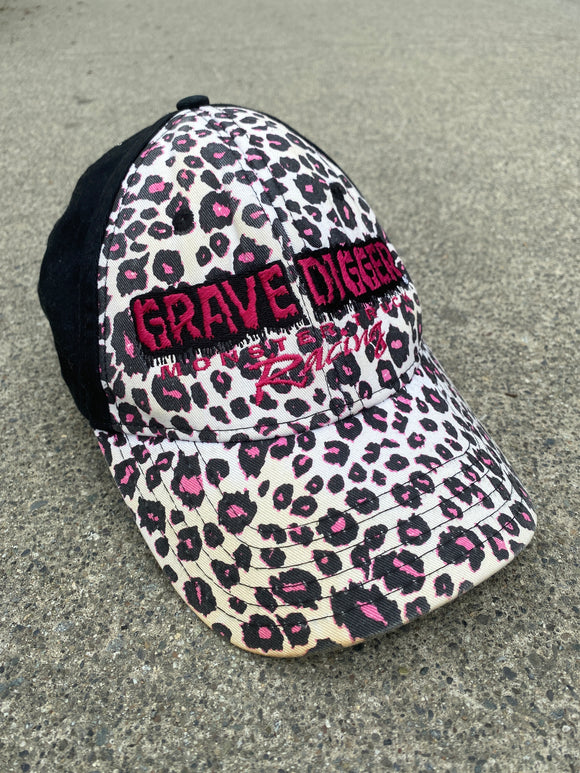 Grave Digger Racing Leopard Print Pink Hat