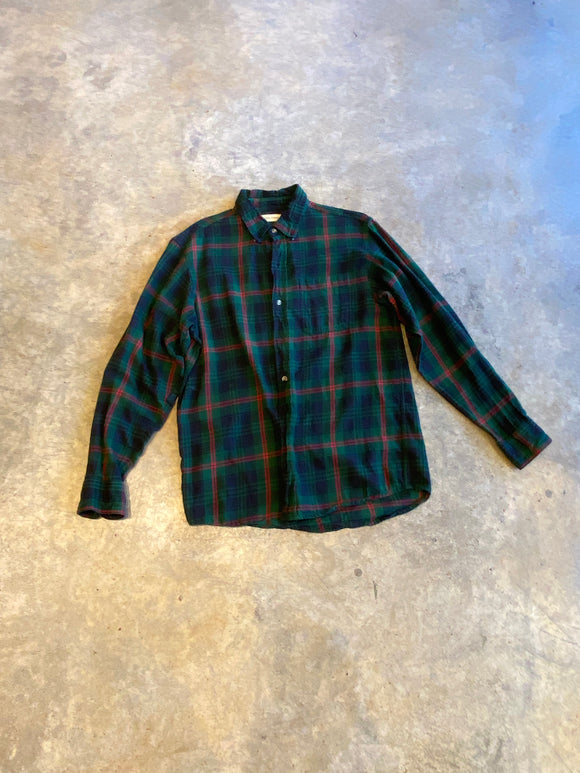 Hobbs Creek Green Plaid Flannel LS Button Up Shirt Medium