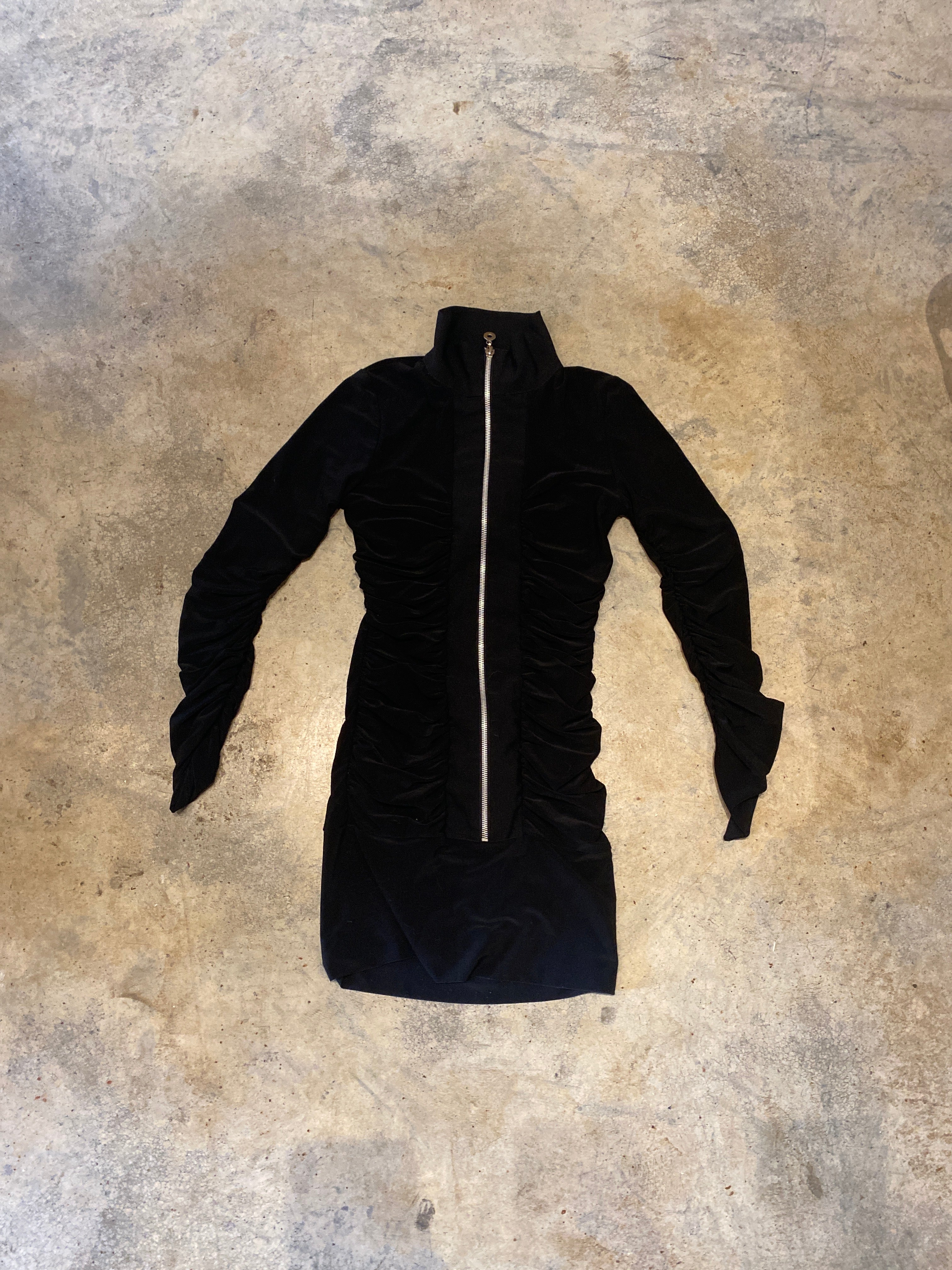 Demore Black Long Zip Dress