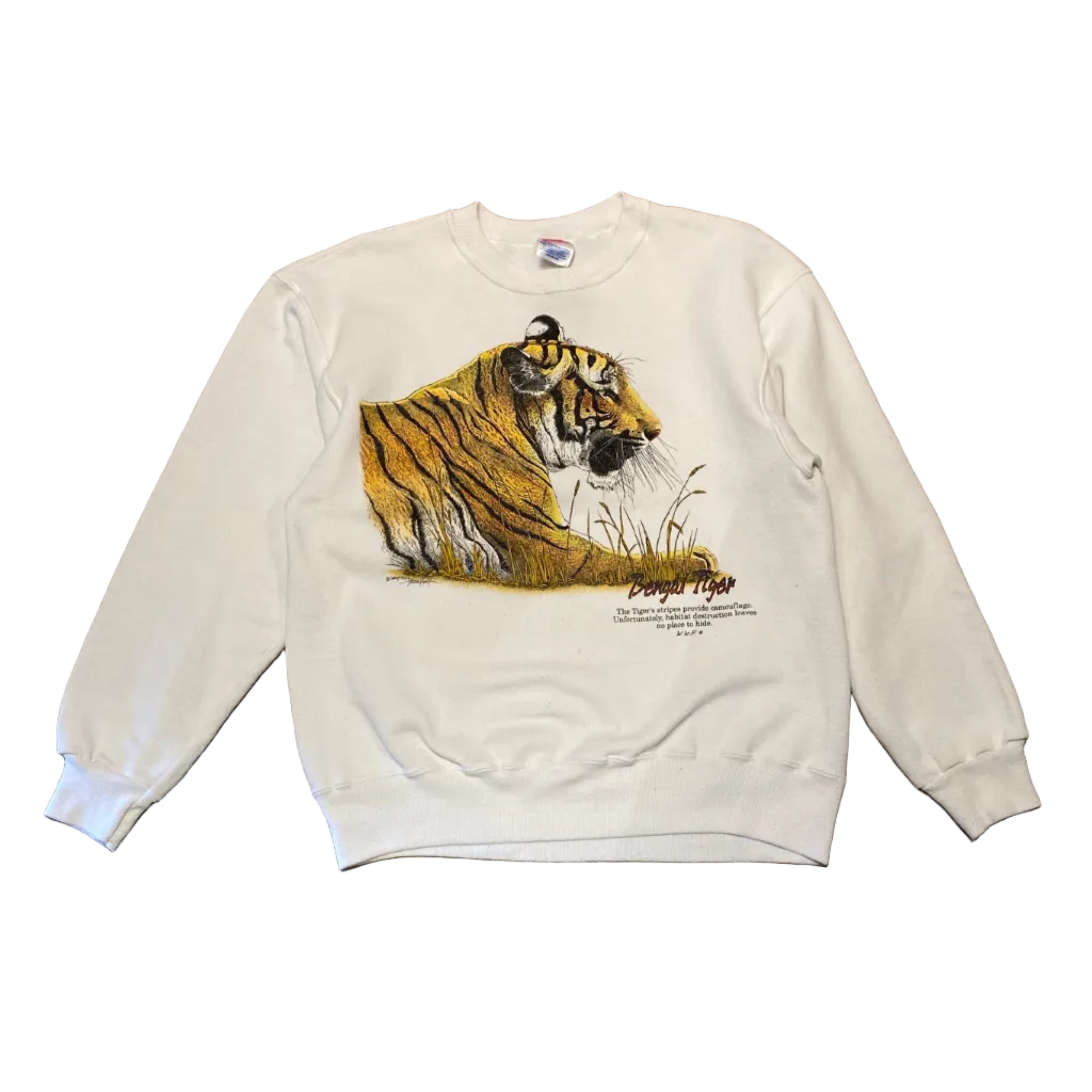 Hanes WWF Bengal Tiger Vintage 1991 Crewneck Sweater Adult Large