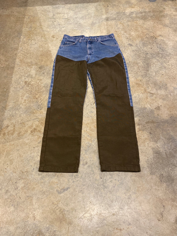 Wrangler 34 34 Brown Double Knee on Denim Cowboy Cut