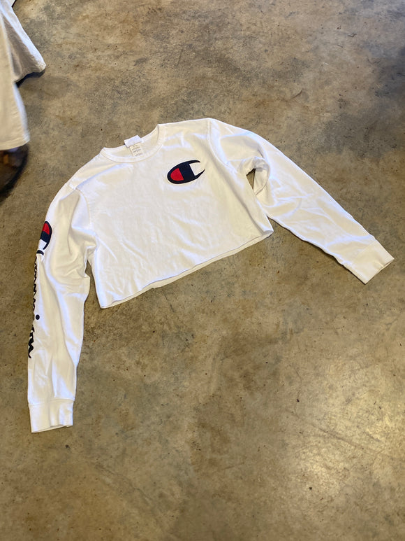 Champion Long Sleeve White Crop Shirt