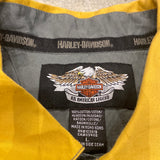 Harley Davidson Button Up Yellow Grey SS Embroidered Milwaukee Back Shirt Large