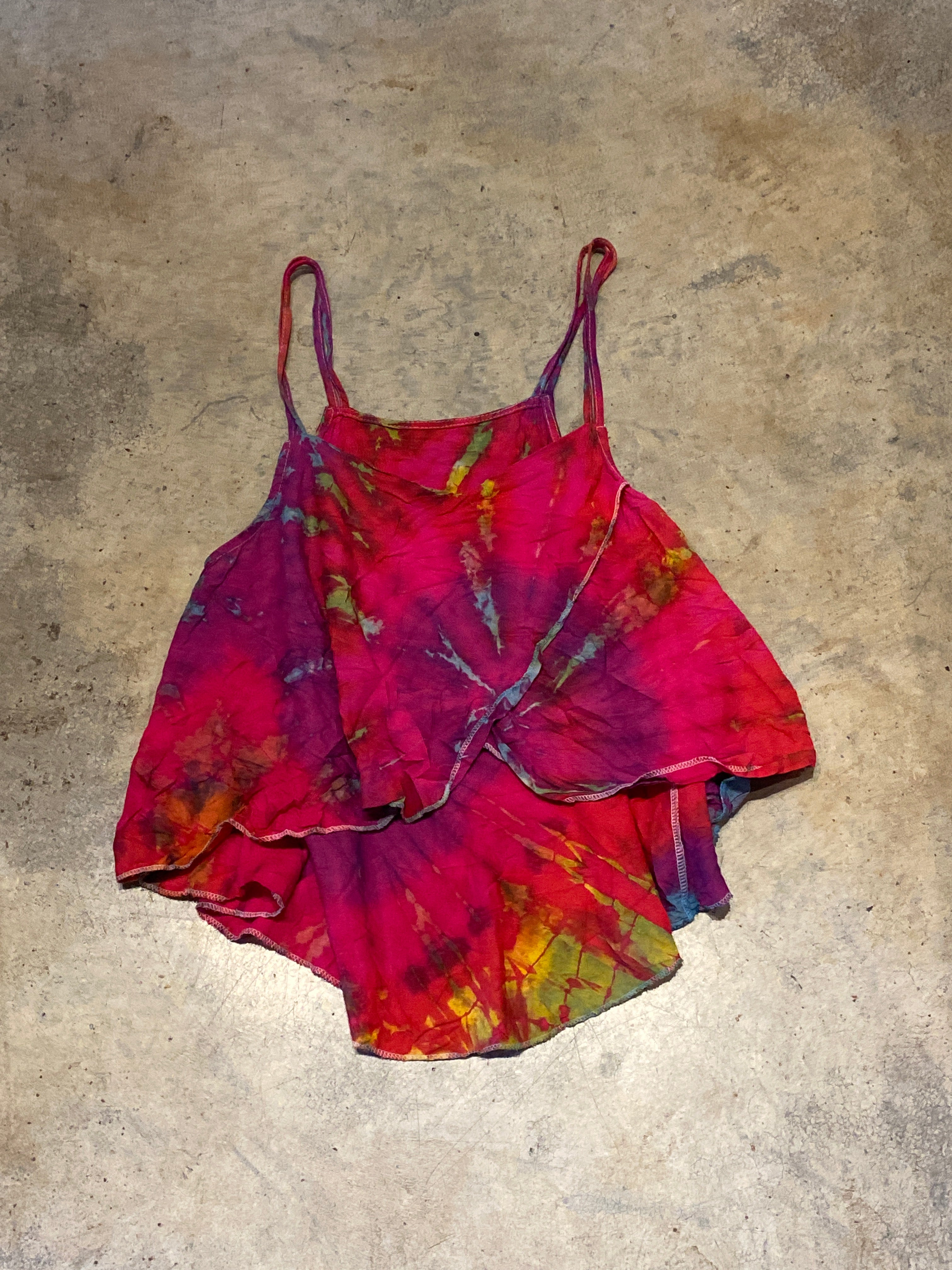 Amazing Tan Tie Dye Double Strap Tank Top