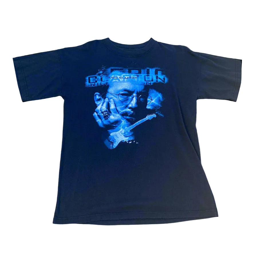 A black short-sleeved t-shirt with a printed image of Eric Clapton and the text 'Sunshine of Your Life' on the front.