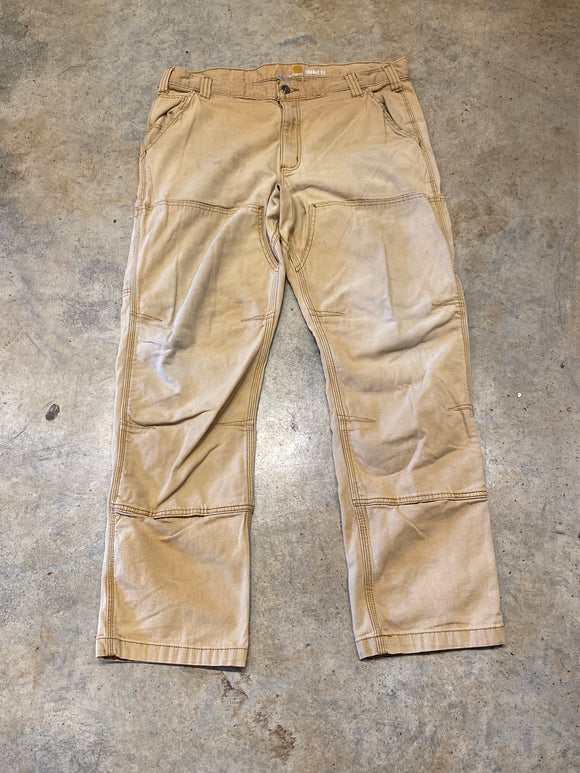 Carhartt Double Knee No Rivet Tan Made in Nicaragua 38 32 Pants