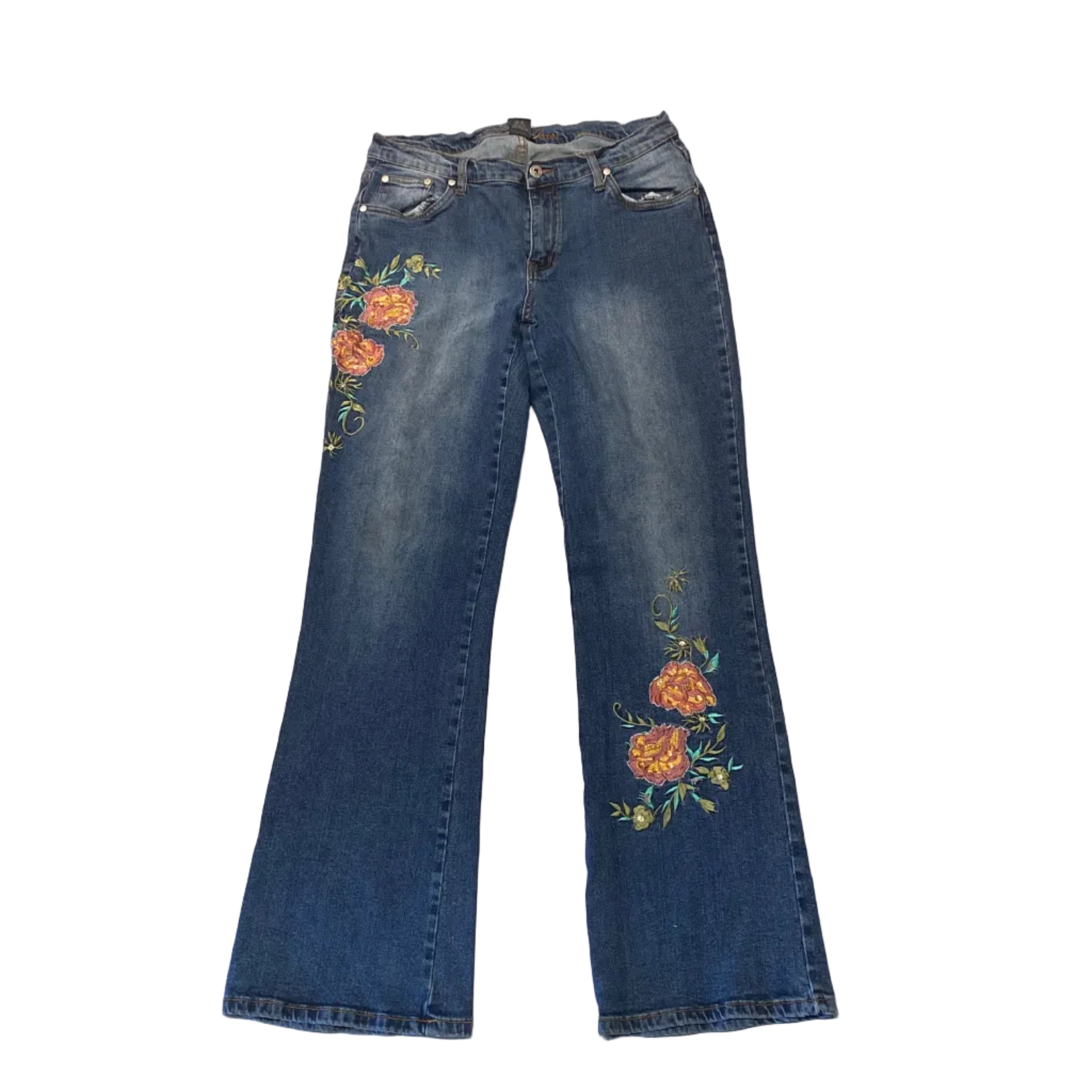 Roadrunner Bootcut Y2K 30 32 Floral Embroidered Vintage Jeans