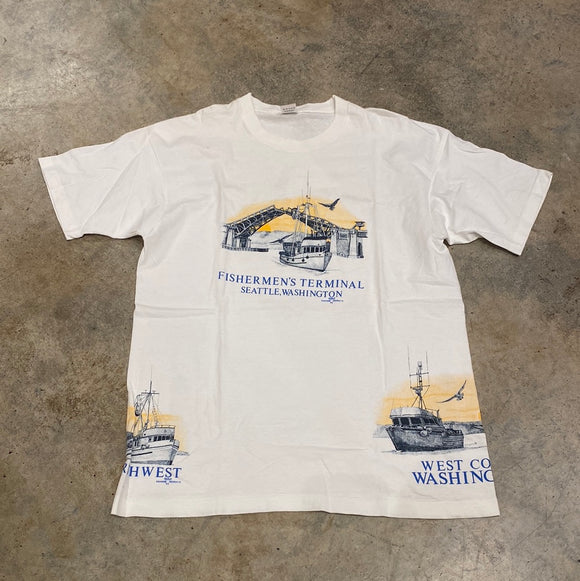 Fruit of the Loom Fisherman’s Terminal Seattle 1992 White SS XL Shirt