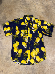 Unbranded Blue Lemon Hawaiian Button Up Shirt Medium