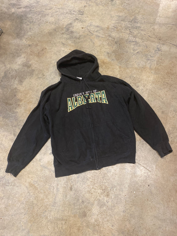 Techsteel University of Alberta Black Large Zip Hoodie