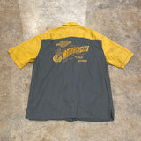 Harley Davidson Button Up Yellow Grey SS Embroidered Milwaukee Back Shirt Large