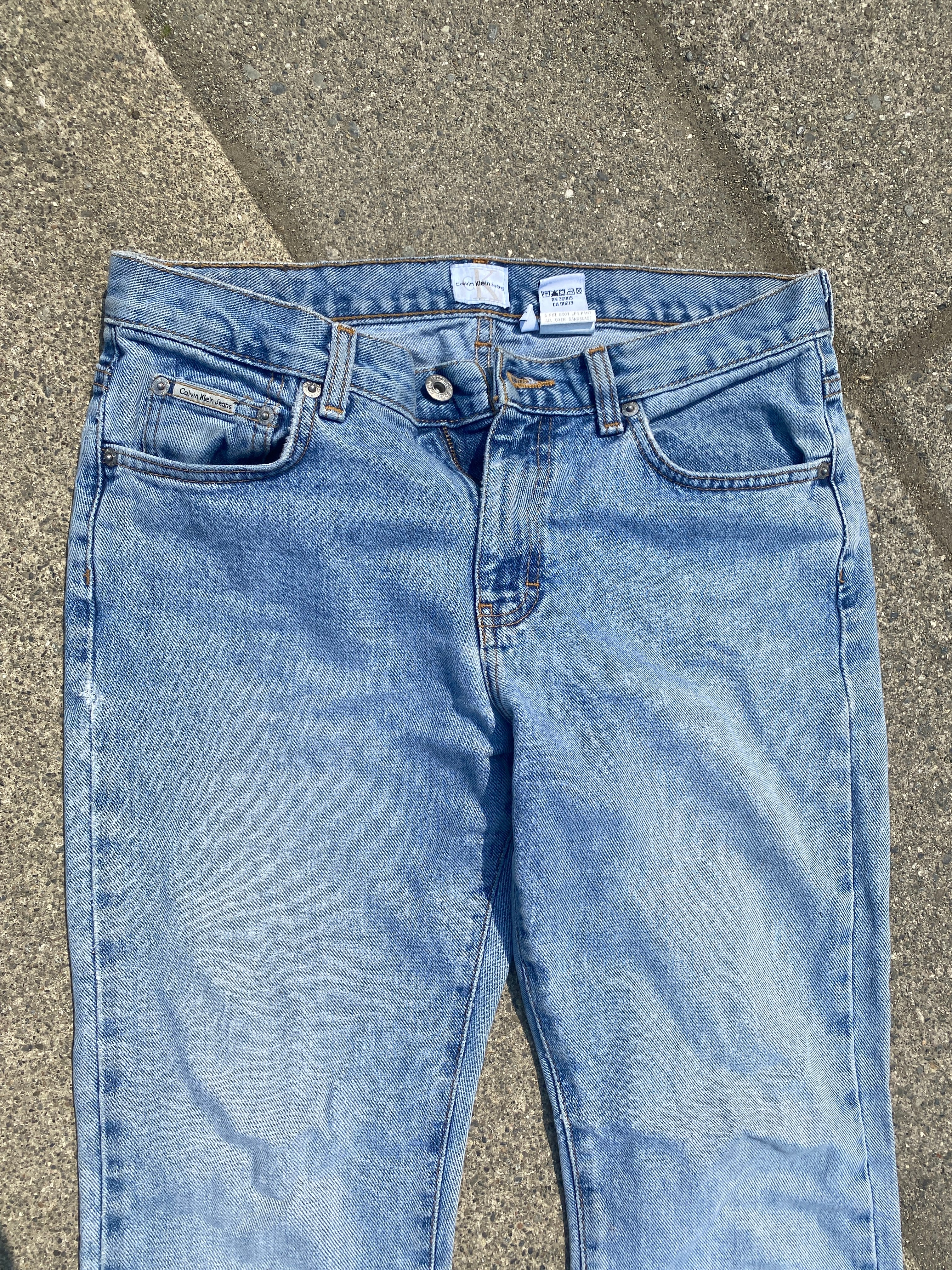 CK Jeans Calvin Klein Denim 30 29 Size 7 Made in Mexico Bootcut Sandblast Denim Jeans