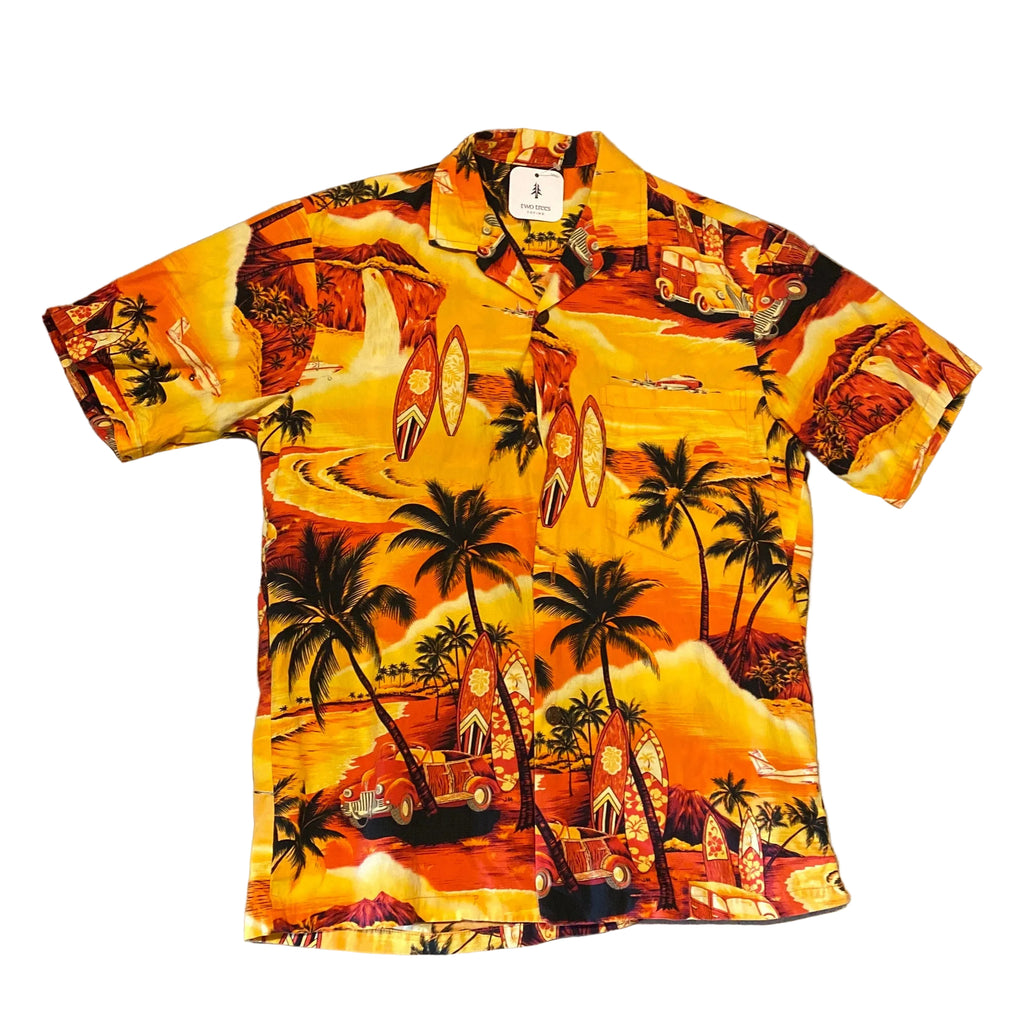 Royal Creations Made in Hawaii Orange Vintage Hawaiian Small Shirt