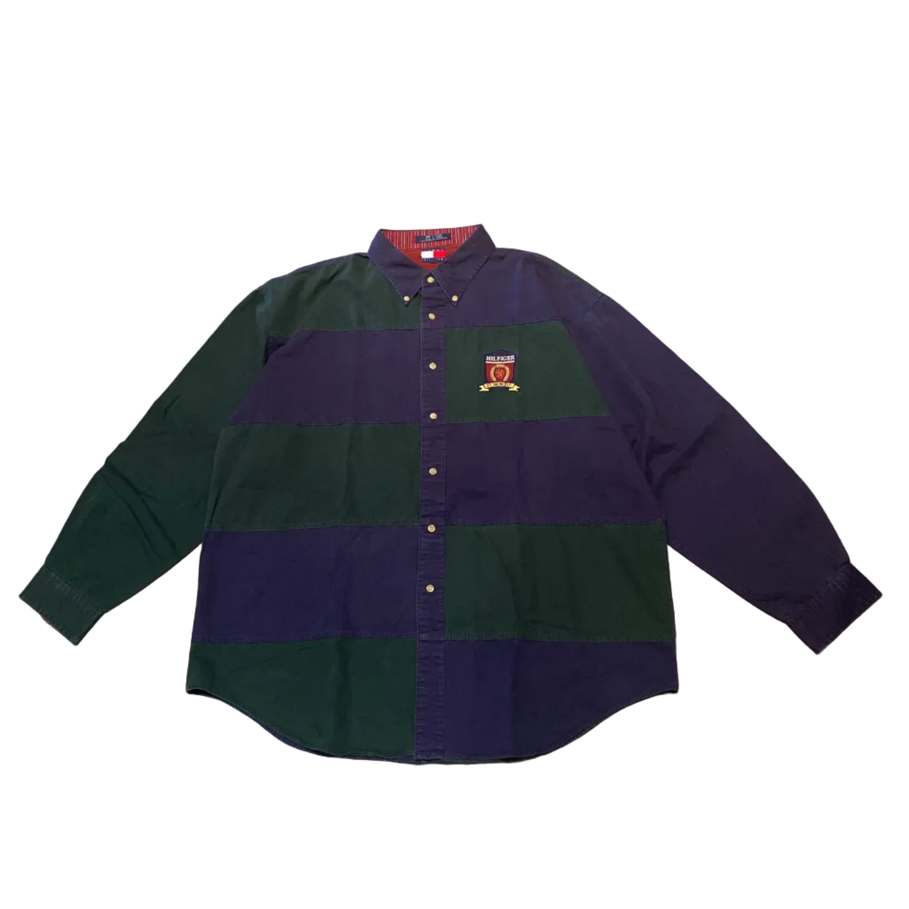 Tommy Hilfiger Color Block Academia Crest Vintage XLarge Button Down Shirt