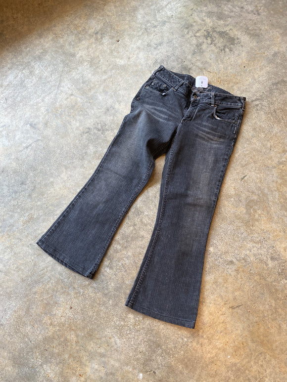 Silver Black Denim Flare Pants 31