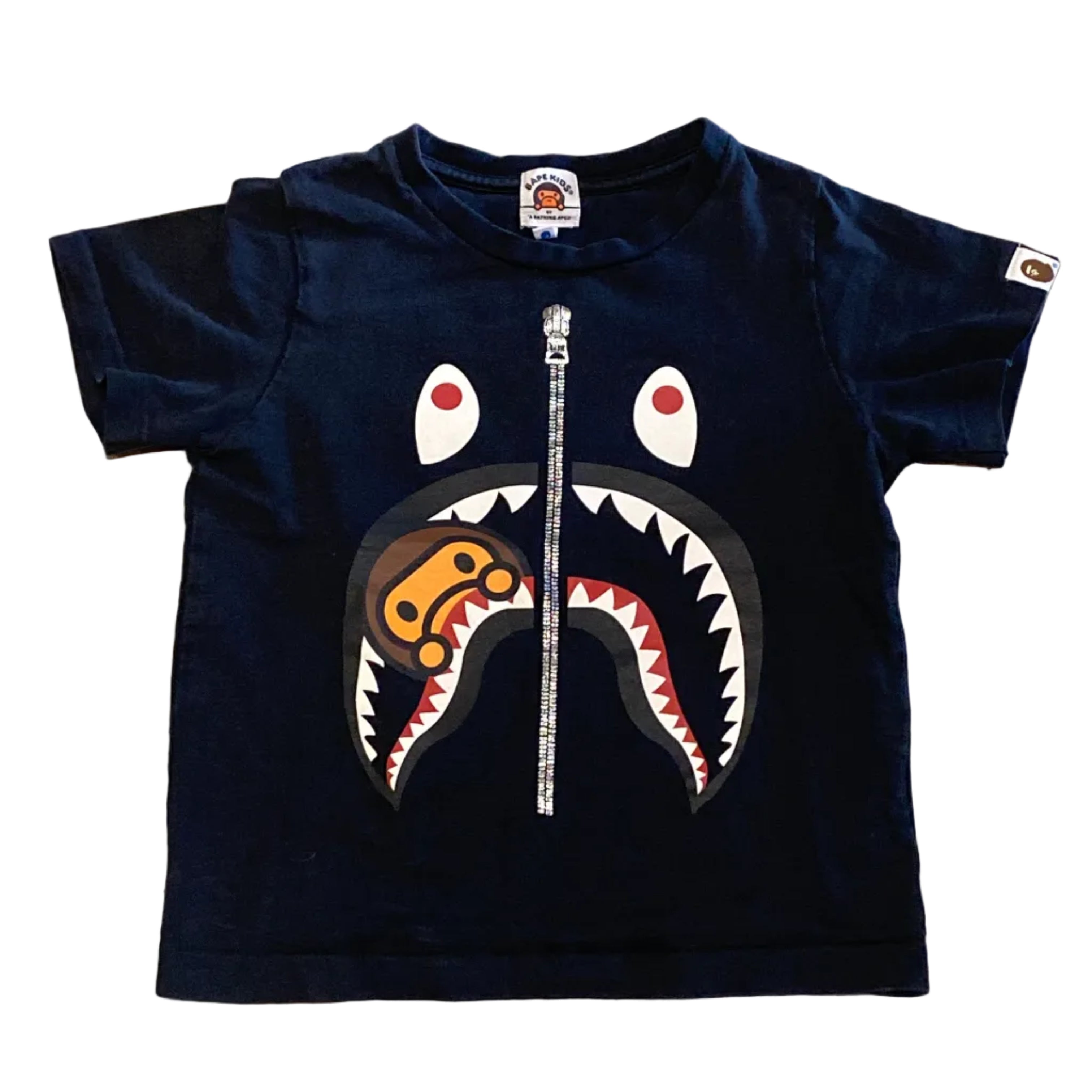 Bape Kids A Bathing Ape Baby Milo in a Shark Black Tee ( Kids 5yr)