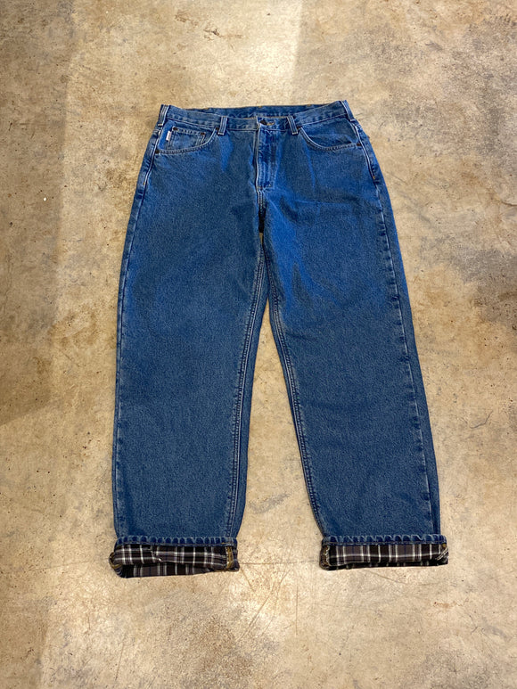 Carhartt 36 32 Blue Mexico Regular, blanket lined, relaxed fit Denim Jeans B172-DST RV028