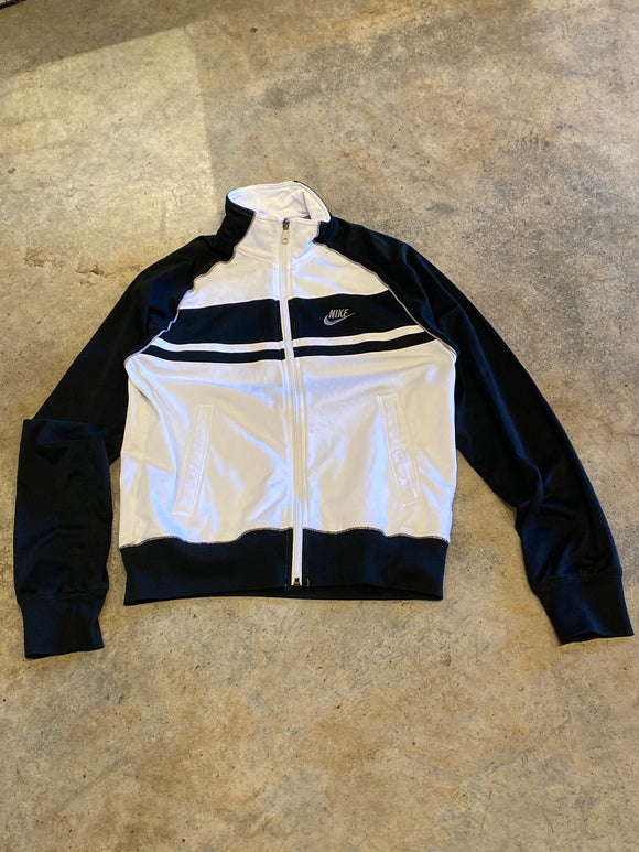 Nike Track Jacket Y2K White Black Zip Small