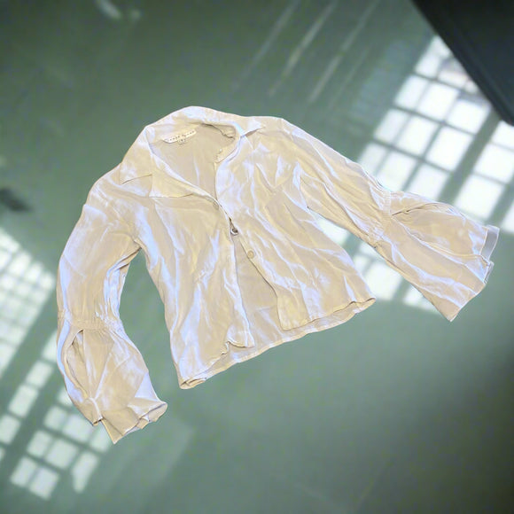 Andrea Behar White Silk Shirt Size 2