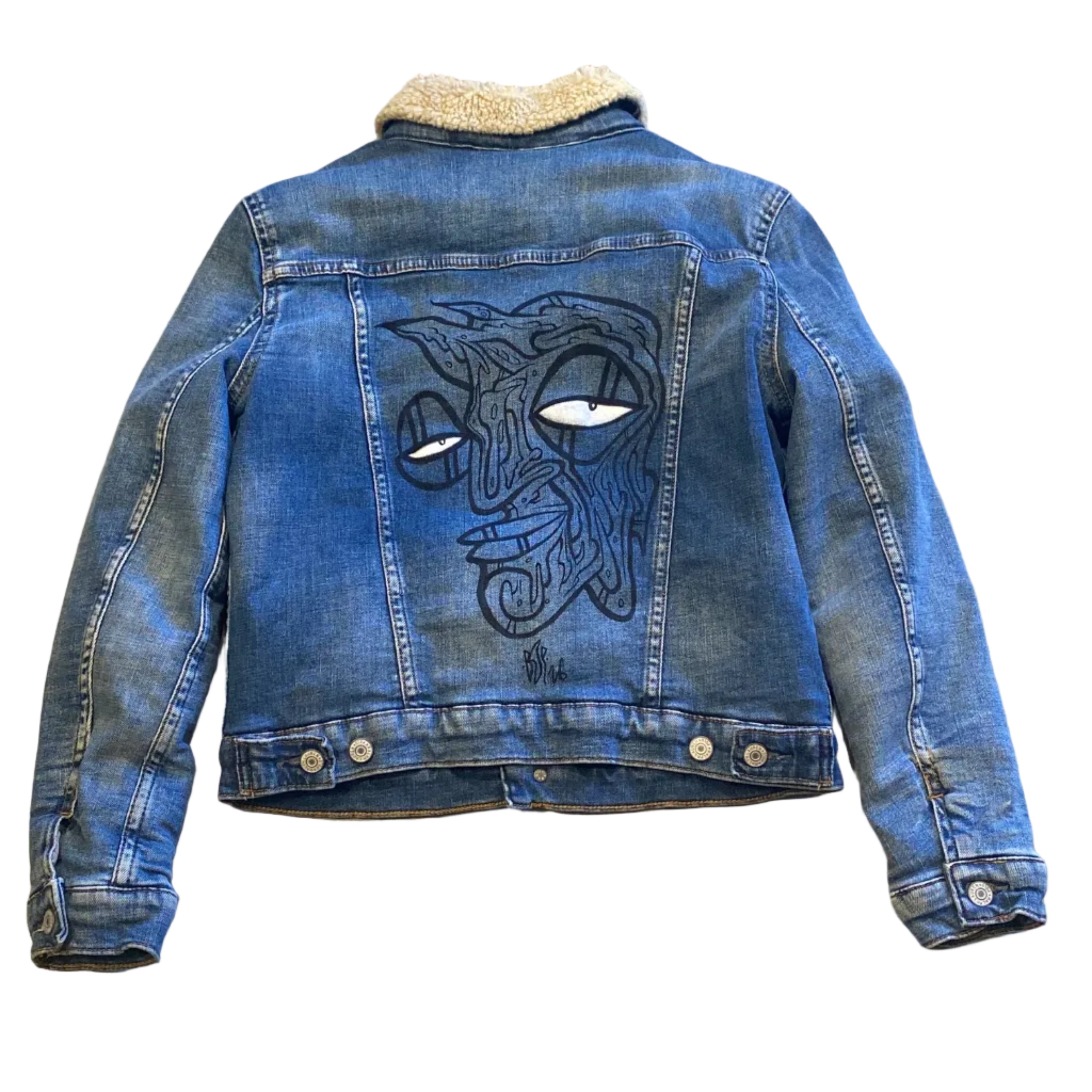 Vizstim Rework Polo Faux Sherpa Lined Denim Jacket XL 16