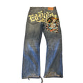 Ed Hardy x Christian Audigier Embroidered Skull Eagle Denim Jeans Size 34 32 Y2K