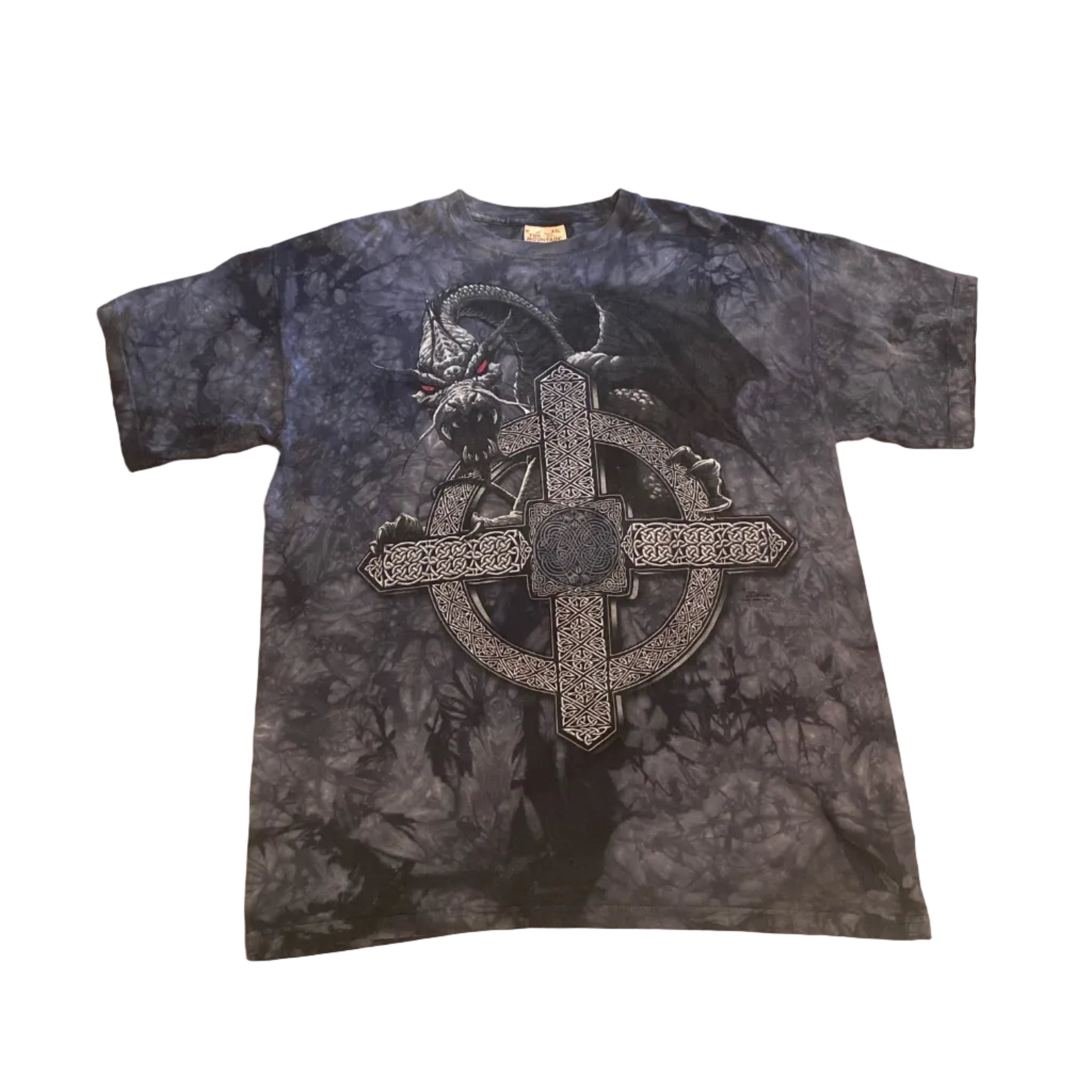 The Mountain Dragon Celtic Cross Cyber Grunge Y2K 2002 USA 2XL Shirt