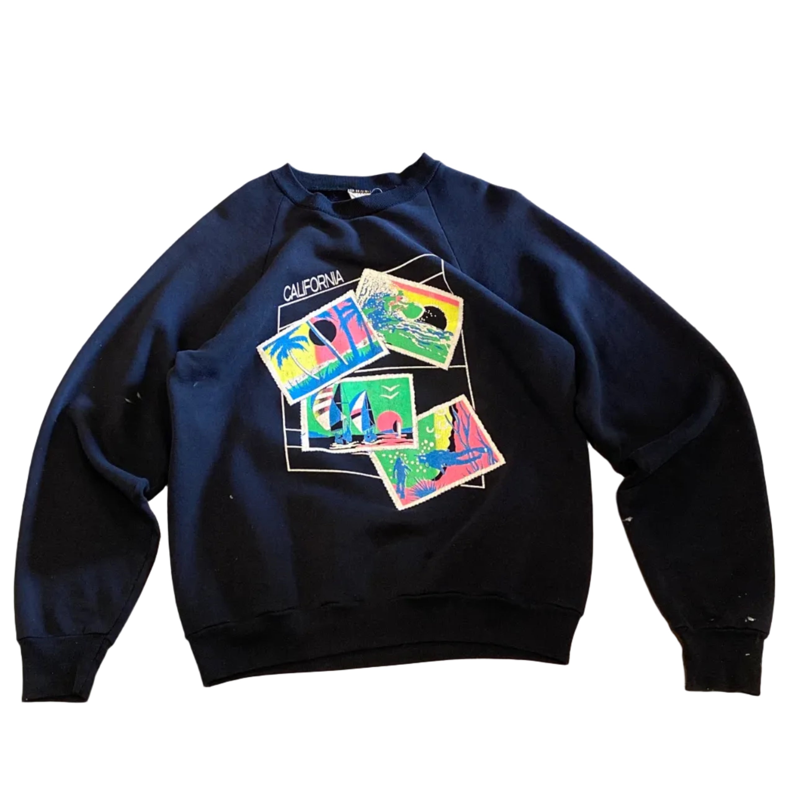 Fruit of the Loom California Vintage Black Large Made in USA Crewneck Sweater
