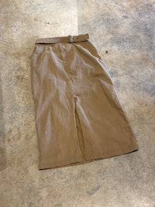 Unbranded Taupe Skirt with Belt and Front Slip