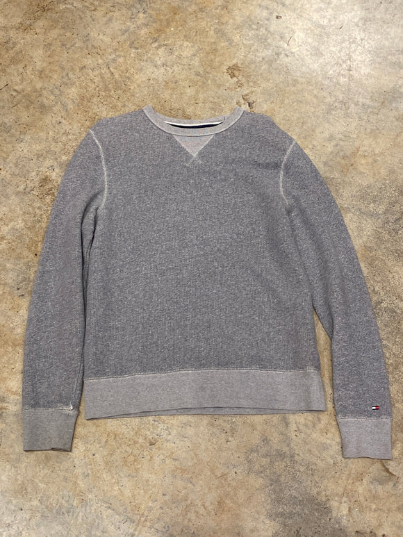 Tommy Hilfiger Ribbed Blank  Crewneck Small  Grey Shirt