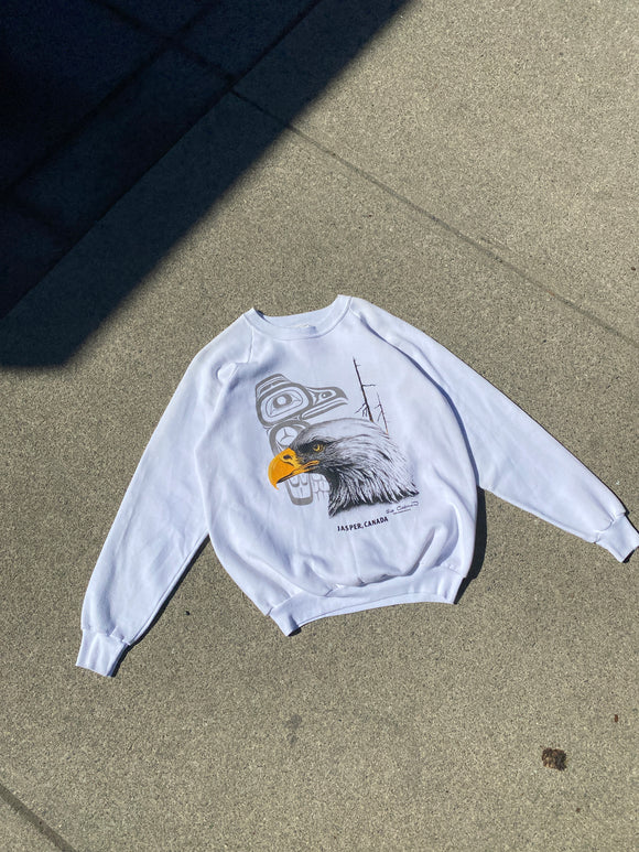 Fruit of the Loom Sue Coleman Jasper Canada Eagle White Crewneck Sweater (XLarge)