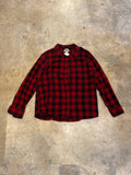 L.L. Bean Red Black Plaid Flannel Large Shirt Slightly Fitted