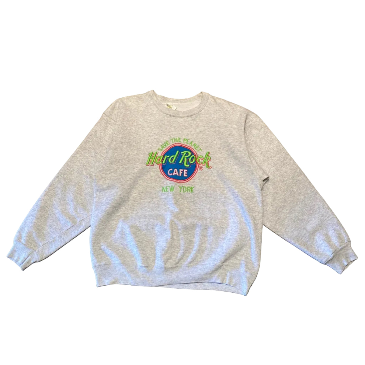 Hard Rock Cafe New York Made in USA Grey Crewneck Sweater Large Vintage
