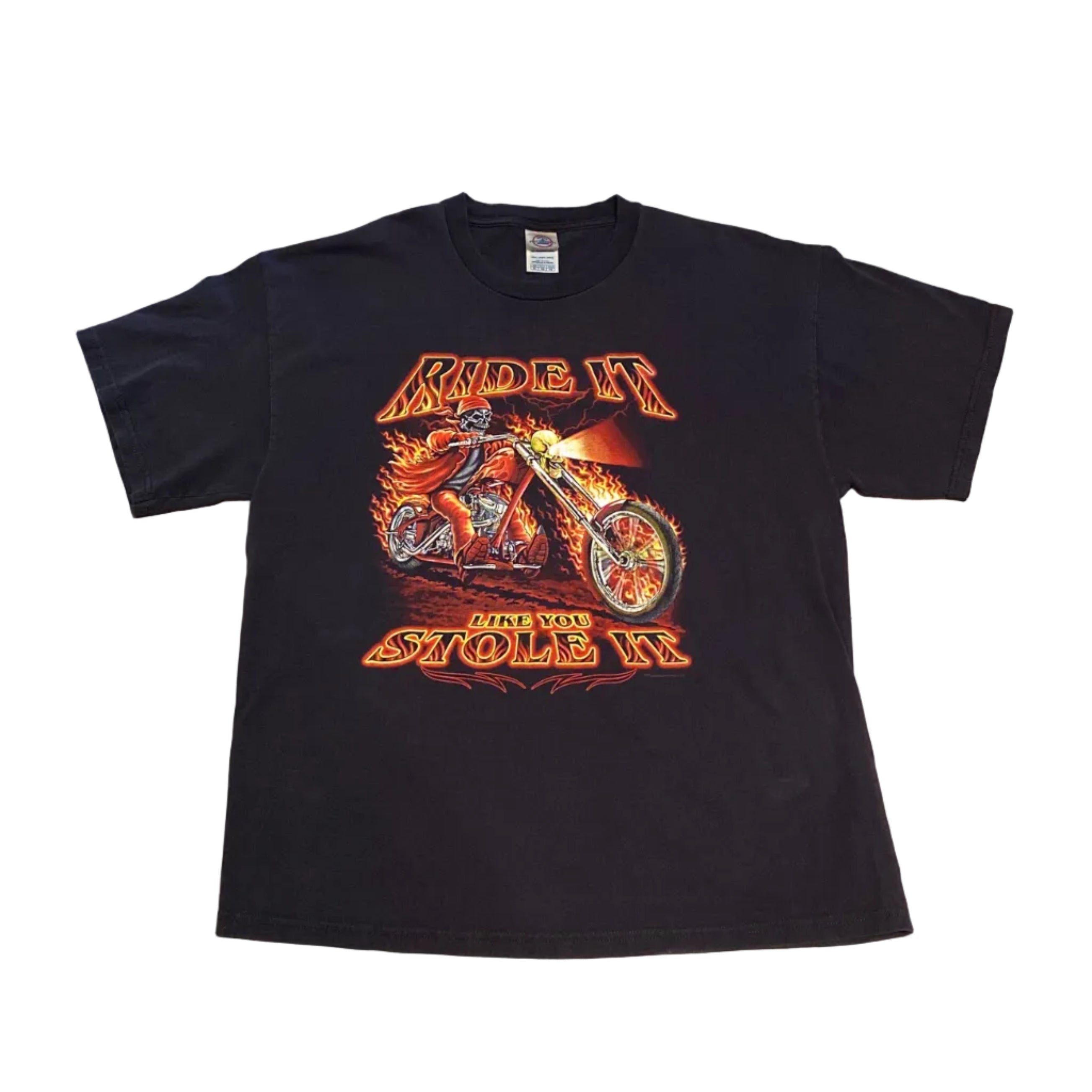 Delta Pro Weight Y2K Motorcycle Shirt Ride It Like You Stole It Biker Flames Xlarge