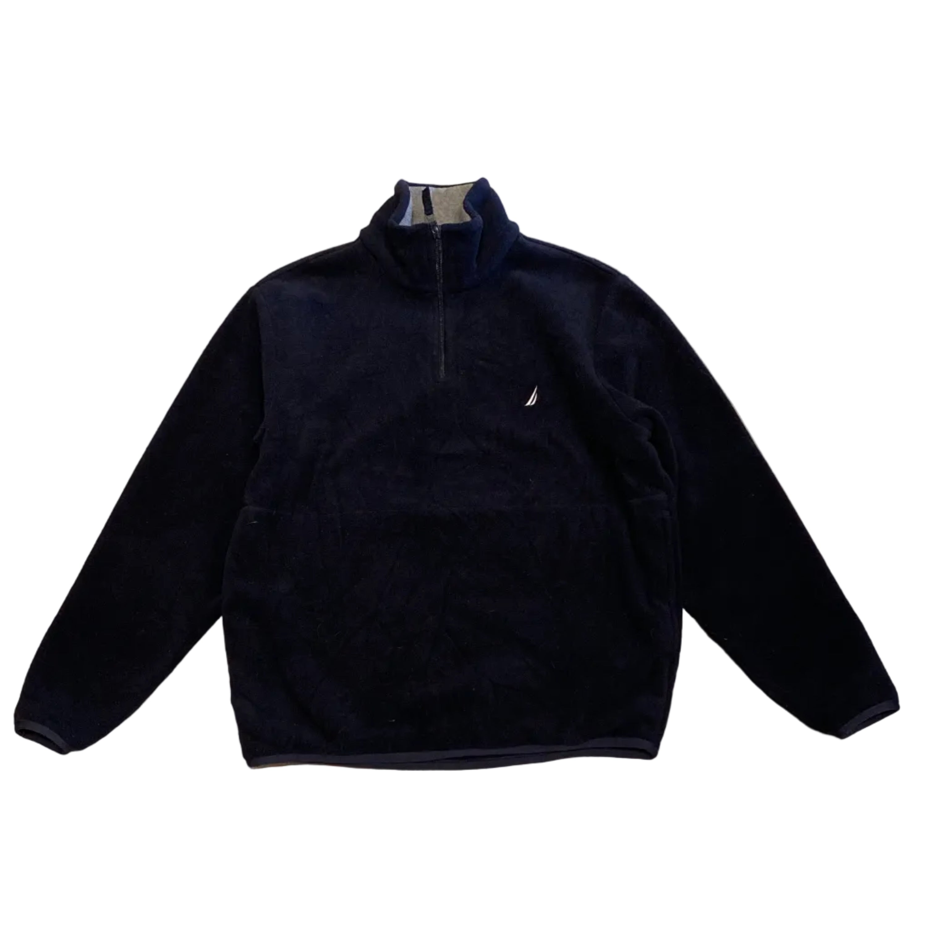 Nautica Black Small Quarter Zip Fleece Sweater Made in Madagascar