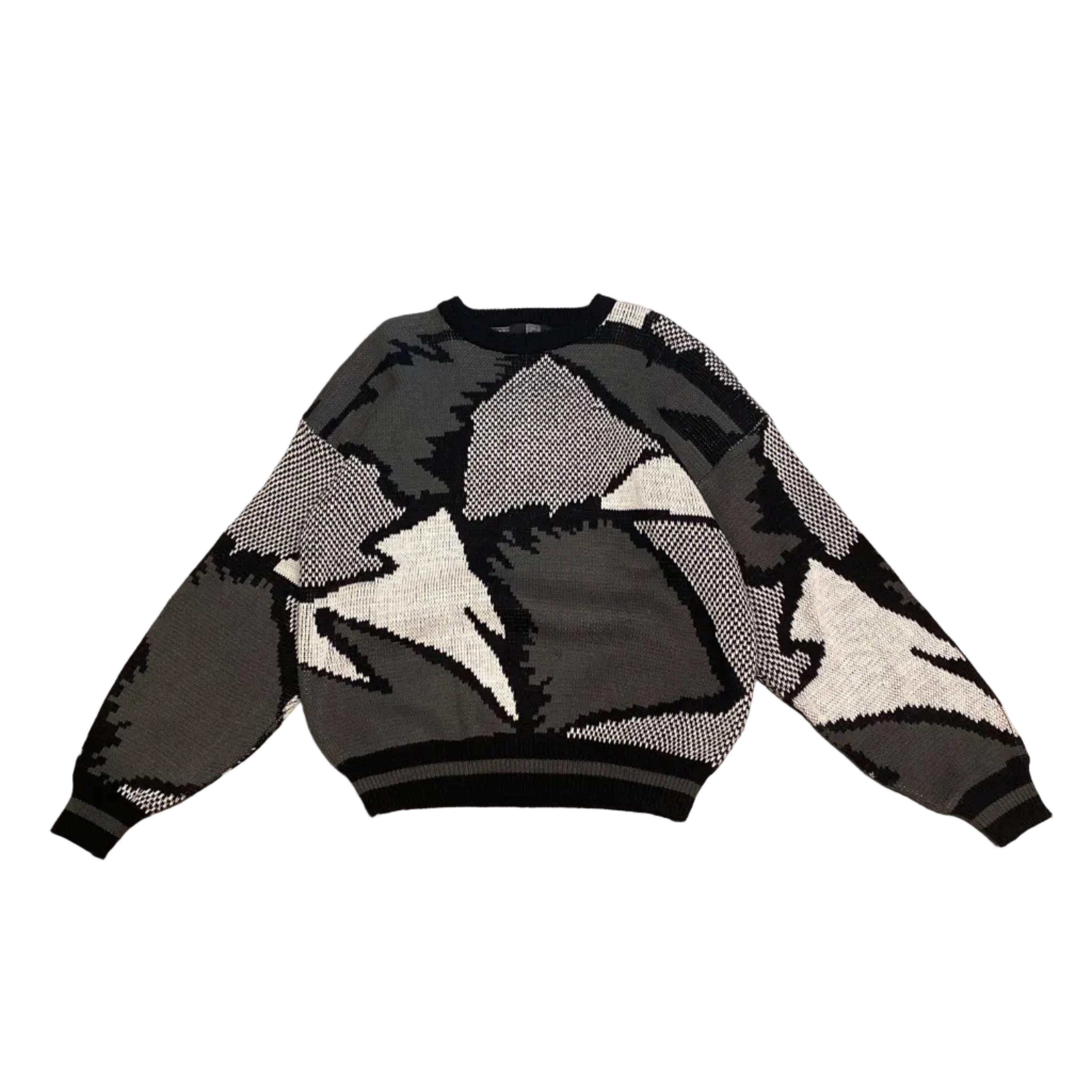 Jonathan Bryan Vintage Geometric Abstract Stripe Illusion Oversized Dadcore XLarge Sweater
