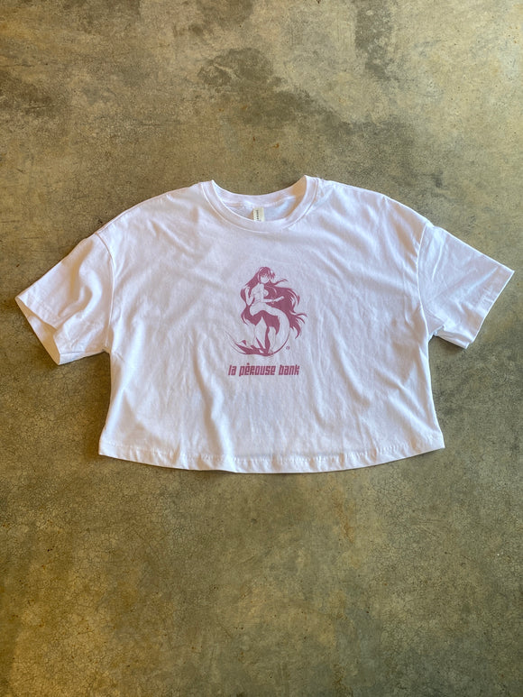 Bella Canvas Mermaid La Perouse Bank White Crop Top