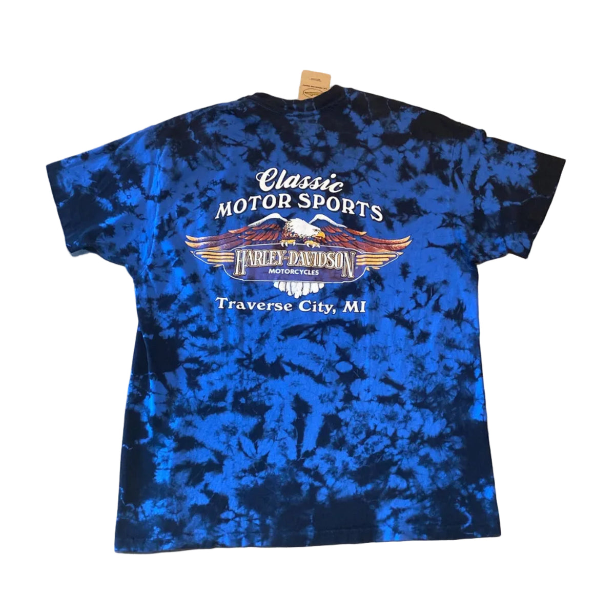 Harley Davidson Traverse City, Milwaukee Blue Vintage Single Stitch Tie Dye Shirt XLarge