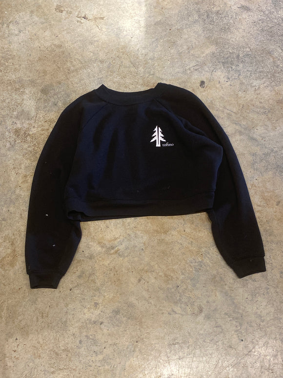 Bella Canvas Black Two Trees Cropped Small Crewneck Sweater