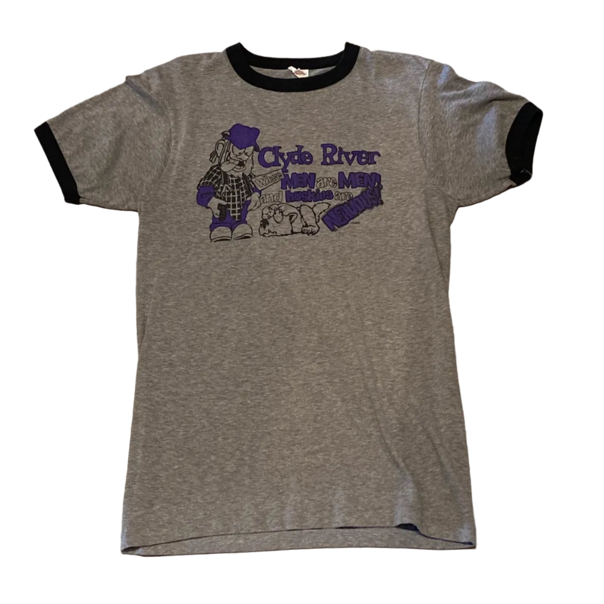 Penmans Clyde River Grey Ringer Vintage Medium Made in Canada Shirt