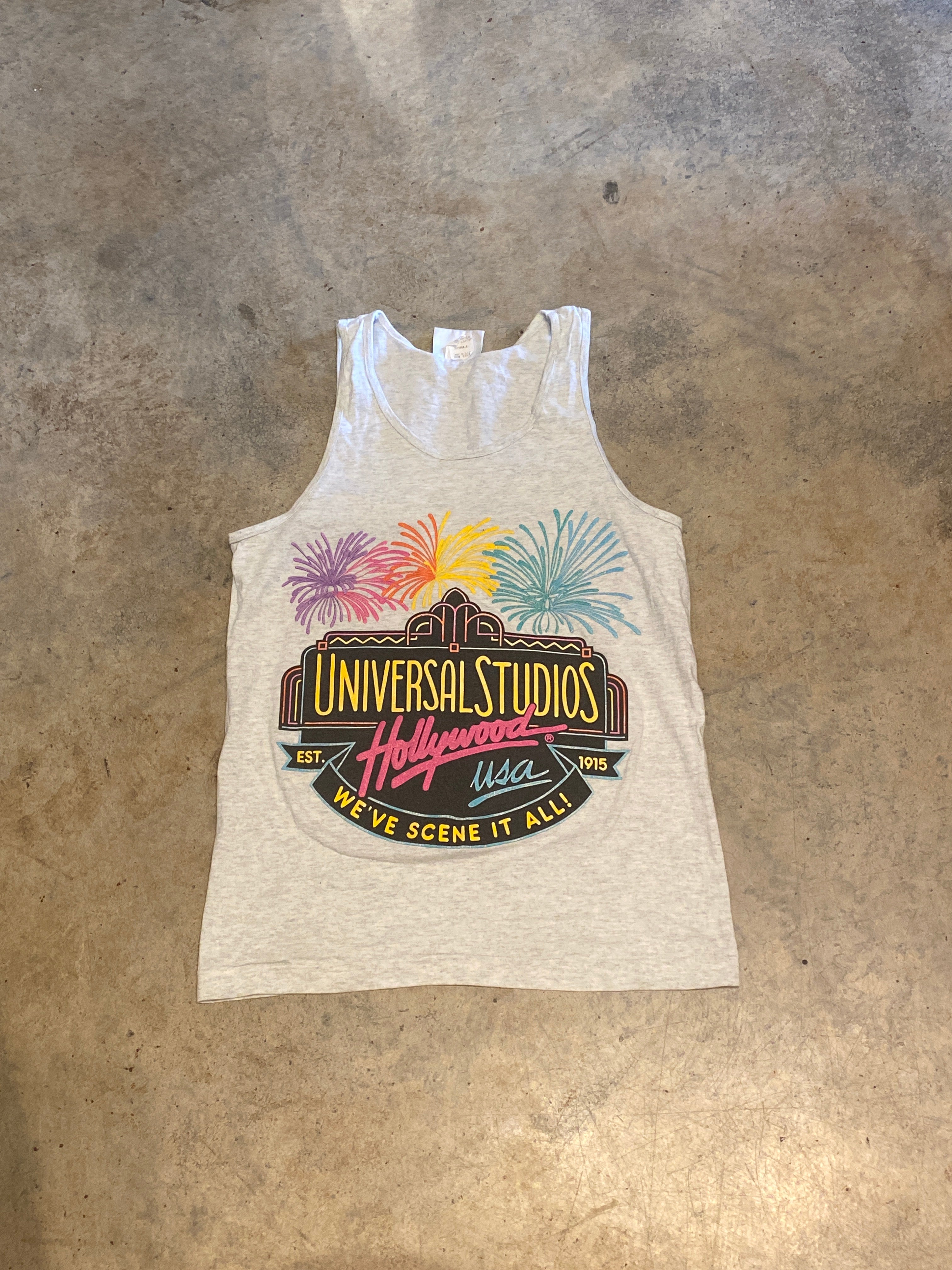 Universal Studios Hollywood Tank Top Gray Single Stitch Made in USA Small Shirt