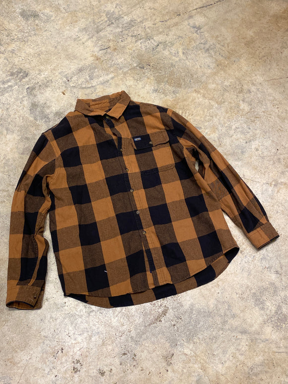 Smiths Brown Flannel Plaid LS Button Up Shirt XLarge