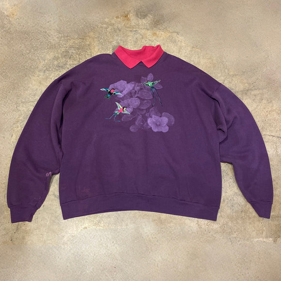 Hanes Activewear Purple Hummingbird Grandma XXLarge Sweater