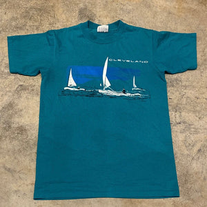 Hanes Fifty-Fifty Freedom of Expression Teal Small 1988 Sailboat Single Stitch Shirt