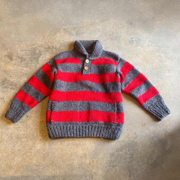 Longrouse Red Grey Made in Canada Knit Small Sweater