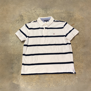 Tommy Hilfiger White Blue Stripe Polo Shirt