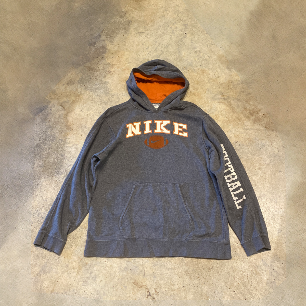 Nike Football Grey with Orange Hood XLarge Hoodie Sweater