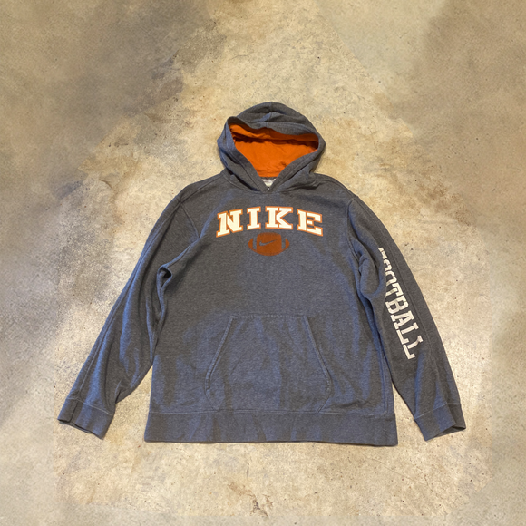 Nike Grey Football with Orange Hood XLarge Hoodie Sweater